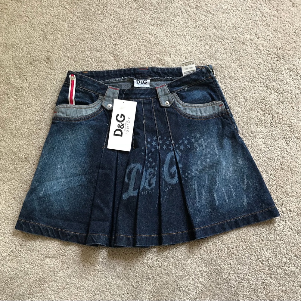 Dolce & Gabbana Junior Kids denim pleated skirt